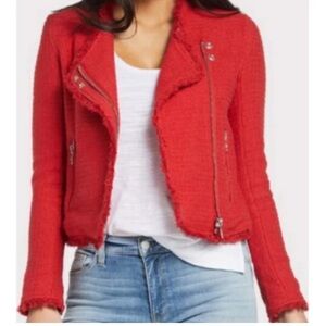 BlankNYC Red Tweed Chic Moto Jacket